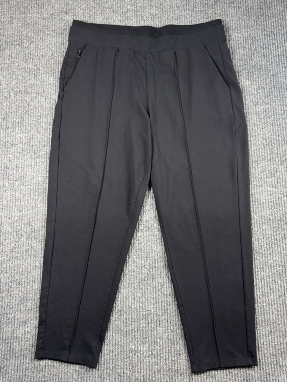 Athleta Venice Pintuck Pant Womens LP Large Petite Black Stretch Pull On Tapered